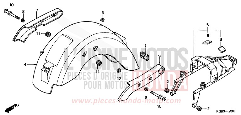 REAR FENDER for Shadow VT125C CANDY GLORY RED-U (R101) from 1999